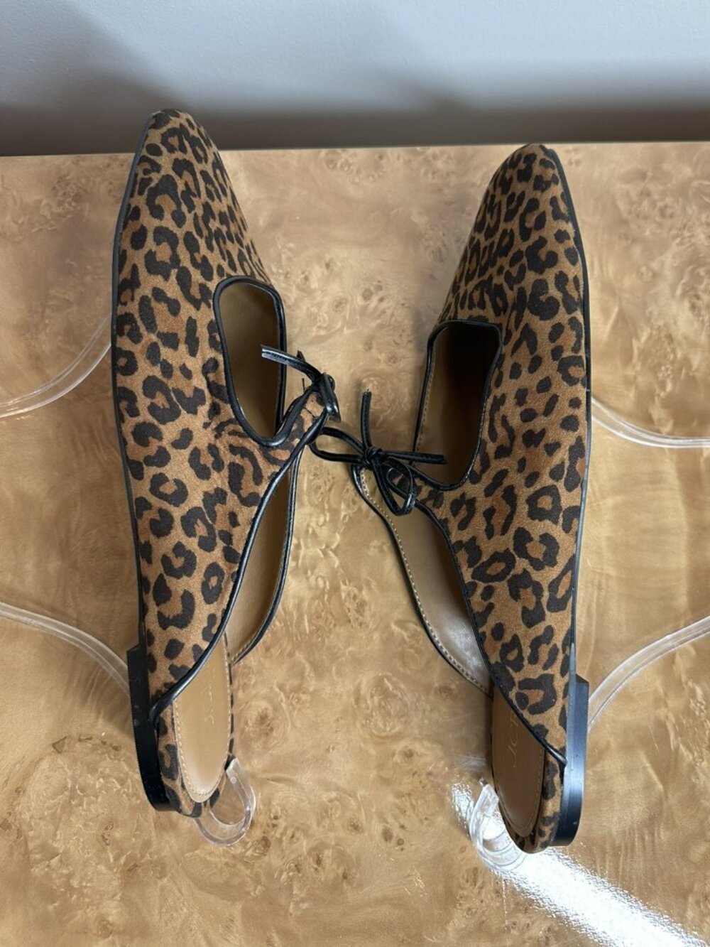 NEW J.Crew Leopard Print Tie Front Ballet Flats Slip On Mule 9.5 - Picture 5 of 9